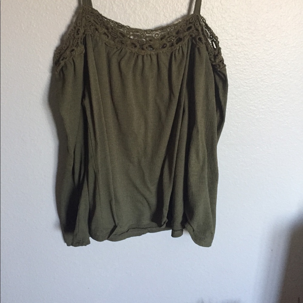 Olive off the shoulder long sleeve